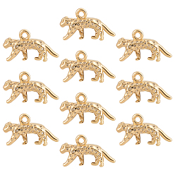 Настоящее золото 18K 10 шт. латунные подвески с леопардовым принтом, долговечный, без свинца и без кадмия, реальный 18 k позолоченный, 7x12x3 мм, отверстие : 1 мм