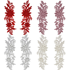 (52) Непрозрачная лаванда 4 пары 4 цвета полиэстер вышивка пайетки аксессуары для костюмов, швейные украшения, цветок, разноцветные, 242x85x4 мм, 1 пара / цвет