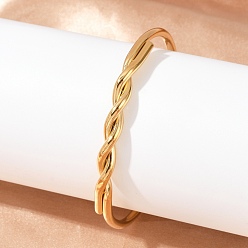 Золотой 304 женские браслеты-манжеты из нержавеющей стали, твист, золотые, внутренний диаметр: 1-7/8x2-3/8 дюйм (4.75x5.95 см)