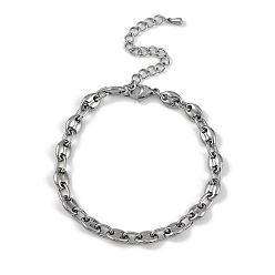 Нержавеющая Сталь Цвет 304 браслеты из нержавеющей стали с овальными звеньями для мужчин и женщин, сложная полировка, цвет нержавеющей стали, 7-5/8 дюйм (19.4 см)