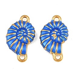 Royal Blue 304 Stainless Steel Enamel Connector Charms, Conch Links, Real 18K Gold Plated, Ion Plating(IP), Long-Lasting Plated, Royal Blue, 18.5x10.5x4mm, Hole: 1.4~1.6mm
