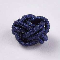 Midnight Blue Polyester Weave Beads, Round, Midnight Blue, 6.5x4.5mm, Hole: 4mm