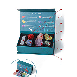 Скорпион Сырой 12 набор натуральных целебных камней созвездий, Образцы камней чакры Рейки для балансировки энергии, медитационной терапии, Скорпион, 200x120x60 мм, 7 шт / комплект