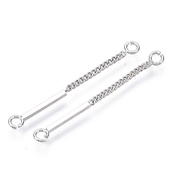 Платинированный Латунные коннекторы, с бордюра цепи, без никеля , Реальная платина, 30x3x1 мм, отверстия: 1.6 мм, палку: 15 мм длиной, шириной 3 мм , толщиной 1 мм 