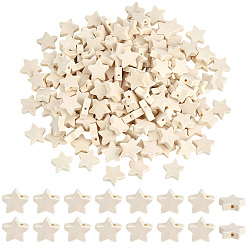 BurlyWood 180Pcs Wood Beads, Star, BurlyWood, 19~20x19~20x6mm, Hole: 2mm