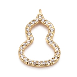 Настоящее золото 18K Покрытие стойки латунь микропаве прозрачные подвески из кубического циркония, без кадмия, без никеля и без свинца, долговечный, Горлянка, реальный 18 k позолоченный, 27x10x2 мм, Перейти кольцо: 5x1 мм, внутренний диаметр: 3 мм