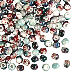 (52) Непрозрачная лаванда 120шт. фарфоровые бусины ручной работы, круглые, яркие глазированный фарфор, разноцветные, 6~7x5~6 мм, отверстие : 2 мм