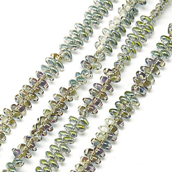 Светло-голубой Гальваническая сетка 2, Чешские Бусины, светло-голубой, 4.5~5x3~3.5x2~2.5 мм, отверстие : 1 мм, около 336 шт / нитка, 23.2 дюйм