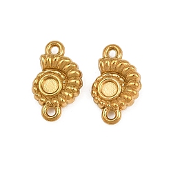 Plaqué 18K Or Véritable 304 charmes de connecteur en acier inoxydable, liens de conque, placage ionique (ip), plaqué longue durée, réel 18 k plaqué or, 11x6.5x2.5mm, Trou: 1mm