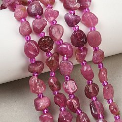 Rose Foncé Tourmaline naturelle des perles brins, nuggets, Grade a, rose foncé, 8~15x7~11x3.5~7.5mm, Trou: 0.8mm, Environ 31~39 pcs/chapelet, 15.75'' (40 cm)