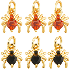 (52) Непрозрачная лаванда 8 шт. 2 цвета латуни микропаве кубические цирконии подвески-пауки, с целью перехода в кольце, разноцветные, 9x8x4 мм, отверстие : 3.5 мм, 4 шт / цвет