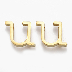 Letter U 304 Stainless Steel Pendants, Golden, Letter, Letter.U, 12x12x3mm, Hole: 1.8mm