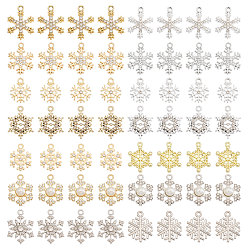 Платиновый & Золотой 56шт 14 стили подвески со стразами из сплава, снежинка, платиной и золотом, 16~23x13~17x1.7~6.5 мм, отверстие : 1.2~2 мм, 4 шт / стиль