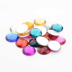Color mezclado Cabujones acrílicos de imitación taiwán acrílico espalda plana, facetados, media vuelta / cúpula, color mezclado, 20x6 mm, 200 unidades / bolsa