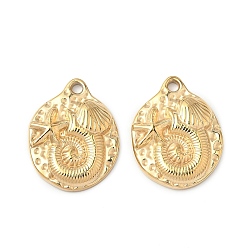 Oval 304 подвески из нержавеющей стали, реальный 18 k позолоченный, овальные, 20x15.5x3 мм, отверстие : 1.6 мм