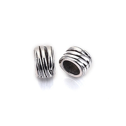 Antique Silver Tibetan Style Alloy European Beads, Large Hole Beads, Cadmium Free & Lead Free, Column with Sprial Style, Antique Silver, 10x6x8.5mm, Hole: 5.5mm, about 930pcs/1000g