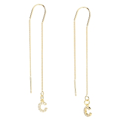 Letter C Brass Micro Pave Clear Cubic Zirconia Ear Threads, Stud Earrings, Letter.C, 71mm, Letter C: 9x6x1.5mm, Pin: 0.5mm