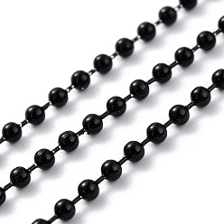 Black Spray Painted Brass Ball Chains, with Spool, Soldered, Round, Black, 2.5mm, 32.8 Feet(10m)/roll