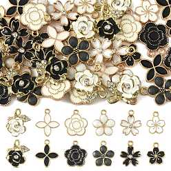 (52) Непрозрачная лаванда 48 шт 12 стили подвески из сплава эмали, со стразами, стойки покрытие, , золотой свет, разноцветные, 14.5~18x12~15.5x1.5~3 мм, отверстие : 1.5~2 мм, 4 шт / стиль