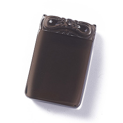 Обсидиан Подвески из натурального льда из обсидиана, резной, прямоугольные, 39.7x26x8.6 мм, отверстие : 1.2 мм