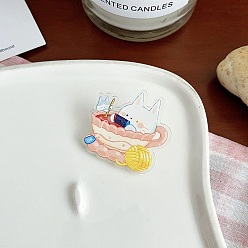 Cat Shape Акриловая брошь для рюкзака, кот в чашке, 35~38 мм