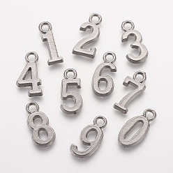 Number Alloy Pendants, Number, Mixed, 15~15.5x5~8x1.5~2mm, Hole: 2mm