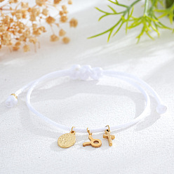 Телец Браслеты с подвесками в виде креста и созвездия из латуни, регулируемые браслеты шнур, Телец, 11.02 дюйм (28 см)