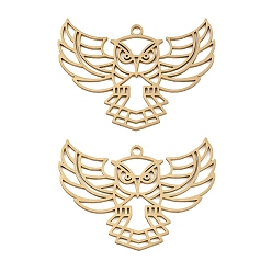 Golden Filigree 304 Stainless Steel Pendants, Owl Charms, Golden, 22x30.5x1mm, Hole: 1.4mm