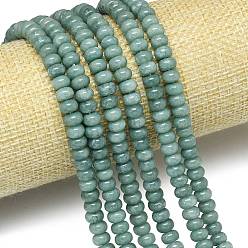 Кадет Синий Натуральный Malaysia нефритовые бусы пряди, окрашенная и подогревом, рондель, кадетский синий, 6~6.5x3.8~4.5 мм, отверстие : 0.9~1 мм, около 92~94 шт / нитка, 14.96''~15.35'' (38~39 см)