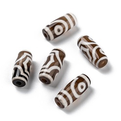 Смешанные Узоры Тибетского стиля бусы дзи, природных бисера агат, окрашенные, рис, смешанные узоры, 20x8~9 мм, отверстие : 1.6~2 мм