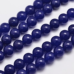 Полуночно-синий Натуральные и крашеные нити шарик Malaysia нефрита, круглые, темно-синий, 12 мм, отверстие : 1.0 мм, около 31 шт / нитка, 15 дюйм