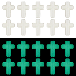 Мята молочно-белая 100g светящиеся прозрачные акриловые бусины, светится в темноте, крестик, мятный крем, 16x12x4.5 мм, отверстие : 2 мм, Около 300 шт / 100 г