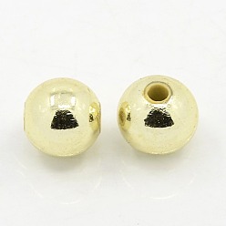 Golden Plated Plating Plastic Acrylic Round Beads, Light Golden Plated, 5mm, Hole: 1mm, about 7000pcs/pound