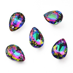 Вулкан Стеклянные стразы подвески, с покрытием на задной стороне, граненые, слеза, вулкан, 16x11x7 мм, отверстие : 1.5 мм