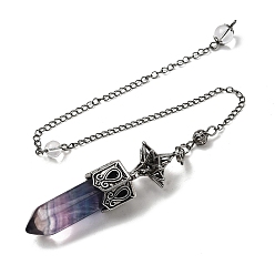 Флюорит Биолокационные маятники с пулевидными наконечниками из натурального флюорита, с латунной фурнитурой античного бронзового тона, без кадмия и без свинца, звезда, 307~310 мм, отверстие : 2 мм