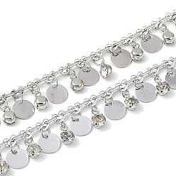 Платина Цепочки ручной работы из латуни и страз, для ожерелья браслеты решений, долговечный, пайки, с катушкой, плоско-круглые, платина, 3x1.5x1 мм, около 16.40 футов (5 м) / рулон