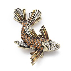 Шоколадный Эмалевые булавки в виде золотой рыбки, Броши из сплава со стразами для рюкзака, цвет шоколада, 67.5x38 мм