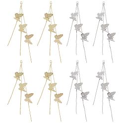 Платиновый & Золотой 8 шт. 2 цвета латунная цепочка кисточка большие подвески, для изготовления ювелирных изделий DIY, бабочка, платиной и золотом, 81 мм, отверстие : 1.8 мм, 4 шт / цвет