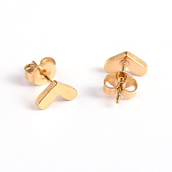 Золотой Сердце 304 из нержавеющей стали уха шпильки, золотые, 5x8 мм , штифт: 0.7 мм