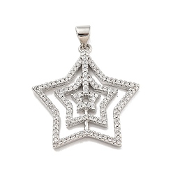 Платина Стойка металлическая латунная микропрофилированная кубическая циркония подвески, звезда, без свинца и без кадмия, долговечный, платина, 27.5x26.5x2.5 мм, отверстие : 3.5x4.5 мм