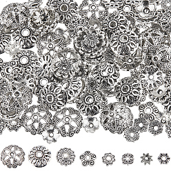 Античное Серебро 160 шт. 8 стиль тибетского стиля колпачки из сплава с цветочными бусинами, античное серебро, 7~12x1.5~5 мм, отверстие : 1~2.5 мм, 20 шт / стиль