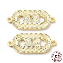 Real 18K Gold Plated 925 Sterling Silver Connector Charms, Oval Links, Real 18K Gold Plated, 9x20x1.2mm, Hole: 1.2mm