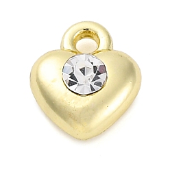 Кристалл Стойки подвески обшивки сплава, со стразами, без кадмия, без никеля и без свинца, золотые, сердце, кристалл, 8x6.5x3.5 мм, отверстие : 1.2 мм