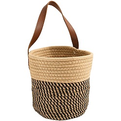 Светло-коричневый Плетеные хлопковые корзины для хранения, с ручками, многофункциональная настенная корзина для хранения, загар, 310 мм, Сумка: 180x250x120 мм