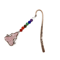 Розовый Кварц Натуральный розовый кварц и смешанные драгоценные камни человеческая подвеска закладки, Закладки из сплава на тему чакра-йоги для книголюба, 120 мм