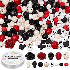 (52) Непрозрачная лаванда Наборы для самостоятельного изготовления эластичных браслетов на тему Хэллоуина, включая синтетические бирюзовые и коралловые бусины, Акриловые бусины, Полимерная глина бисера, Эластичная кристальная нить, разноцветные, 10x8x10 мм, отверстие : 1 мм, 3 цветов, 15 шт / цвет, 45 шт