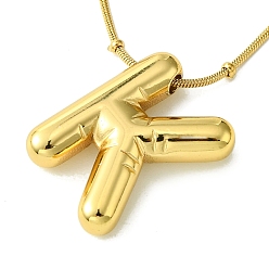 Letter K Ion Plating(IP) Initial Letter 304 Stainless Steel Pendant Necklaces, Real 18K Gold Plated, Letter K, 15.91 inch(40.4cm), pendant: 21x15mm
