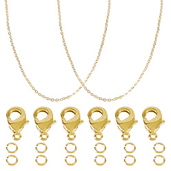 Золотой Набор для изготовления ожерелья своими руками, включая латунные кабельные цепи, карабины и открытые соединительные кольца, золотые, 5.5x4x0.5 мм