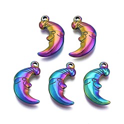 Rainbow Color Ионное покрытие (ip) 304 подвески из нержавеющей стали, без кадмия, без никеля и без свинца, луна, Радуга цветов, 19.5x11x3 мм, отверстие : 1.2 мм