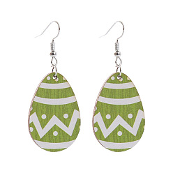 Egg Пасхальные акриловые серьги-подвески, платина, яйцо, 55x28 мм